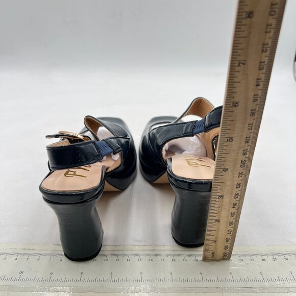 FYS Black Platform Square Toe Pumps Block High Heel Mary Janes Slingback Shoes - Picture 5 of 8